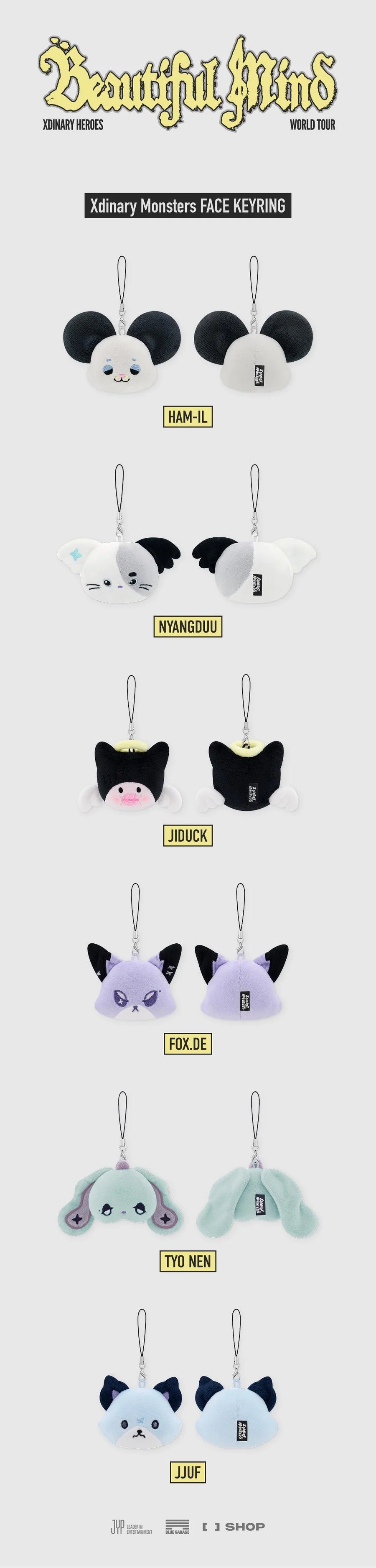 XDINARY HEROES - BEAUTIFUL MIND WORLD TOUR IN SEOUL OFFICIAL MD XDINARY MONSTER FACE KEYRING