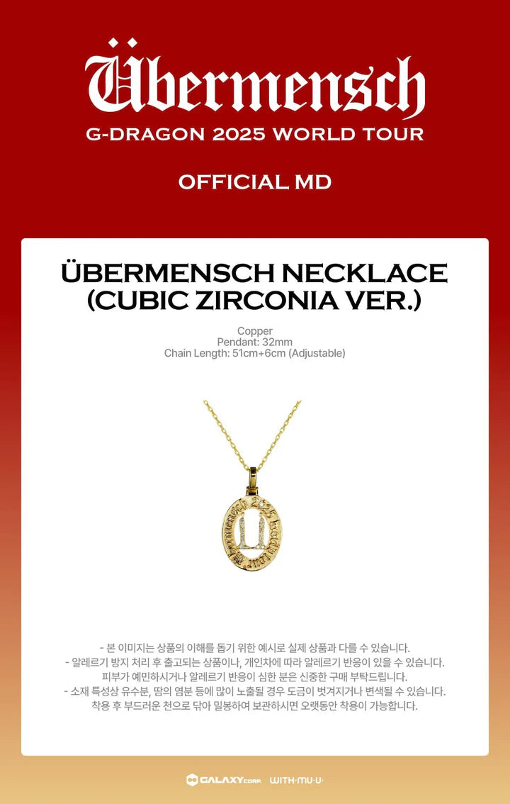 (PRE-ORDER) G-DRAGON - ÜBERMENSCH2025 WORLD TOUR ENCORE MD ÜBERMENSCH NECKLACE (CUBIC ZIRCONIA VER.)