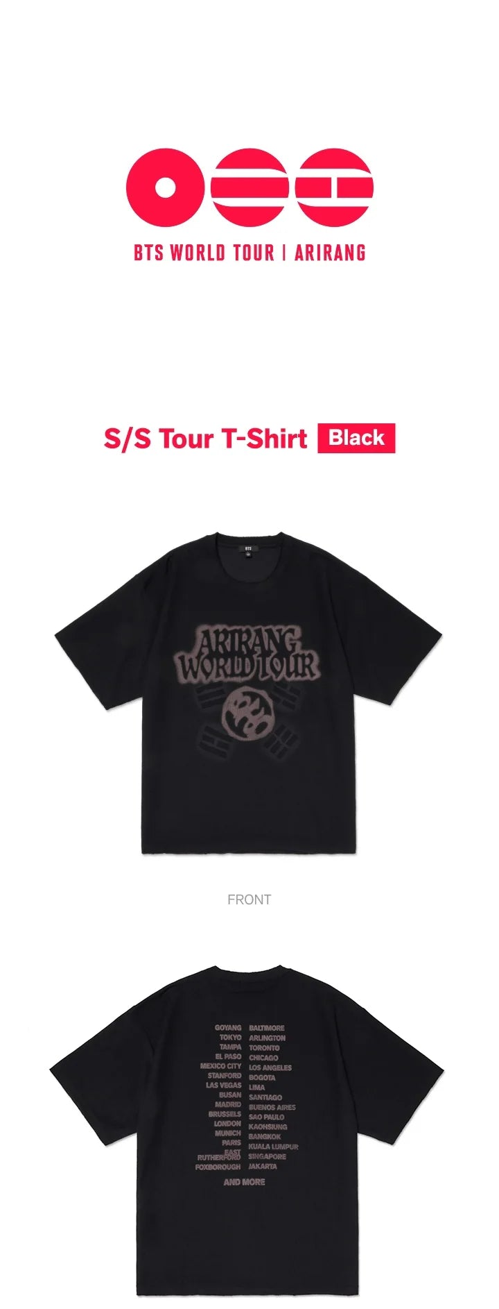 (PRE-ORDER) BTS - ARIRANG WORLD TOUR MD S/S T-SHIRT BLACK [RELEASE IN JUNE]