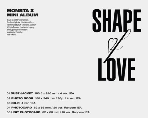 MONSTA X - SHAPE OF LOVE 11TH MINI ALBUM