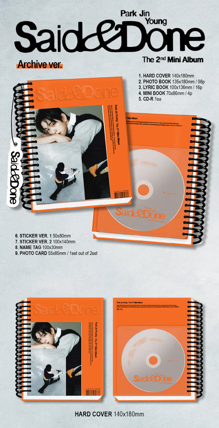 (PRE-ORDER) PARK JI-YOUNG (GOT7) - SAID & DONE 2ND MINI ALBUM [ARCHIVE VER.]