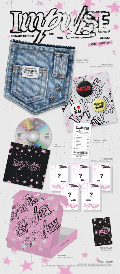 (PRE-ORDER) XDINARY HEROES - IMPULSE 9TH MINI ALBUM [DENIM POUCH VER.]