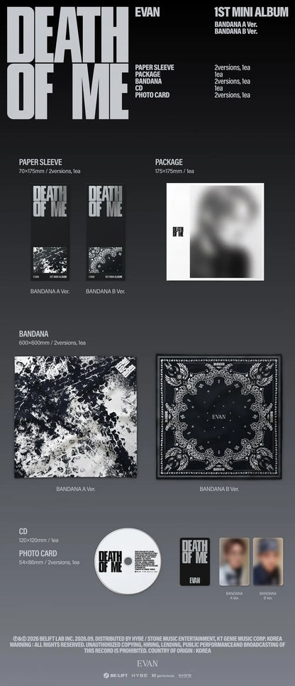 EVAN - DEATH OF ME 1ST MINI ALBUM [BANDANA VER.]