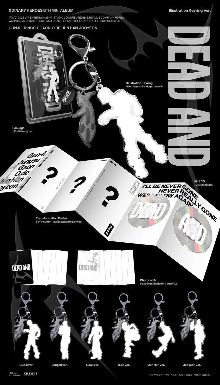 XDINARY HEROES - DEAD AND 8TH MINI ÁLBUM [VER. LLAVERO ILUSTRADO]