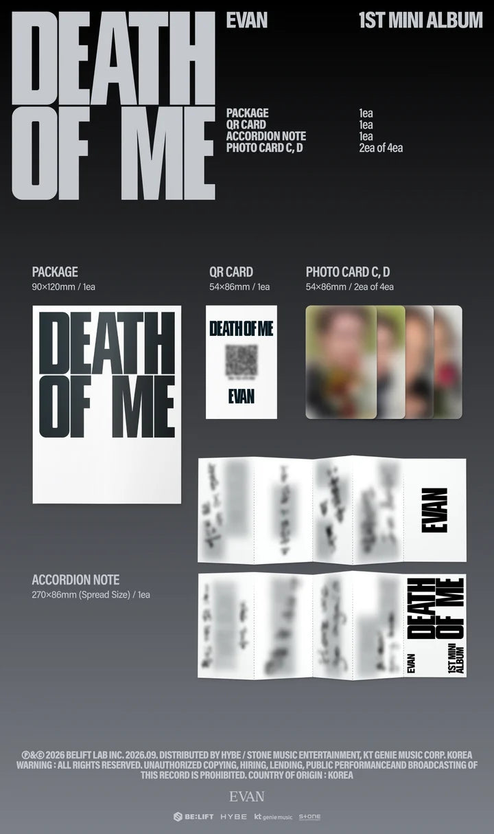 EVAN - DEATH OF ME 1ST MINI ALBUM [WEVERSE ALBUM VER.]