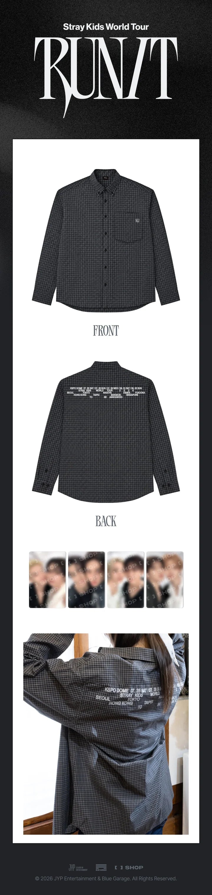 (PRE-ORDER) STRAY KIDS - 2026 RUN IT WORLD TOUR MD CHECK SHIRT
