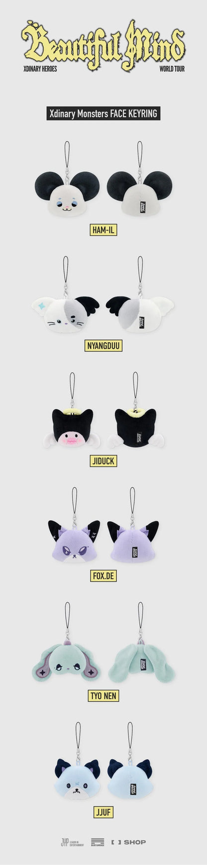 XDINARY HEROES - BEAUTIFUL MIND WORLD TOUR IN SEOUL OFFICIAL MD XDINARY MONSTER FACE KEYRING
