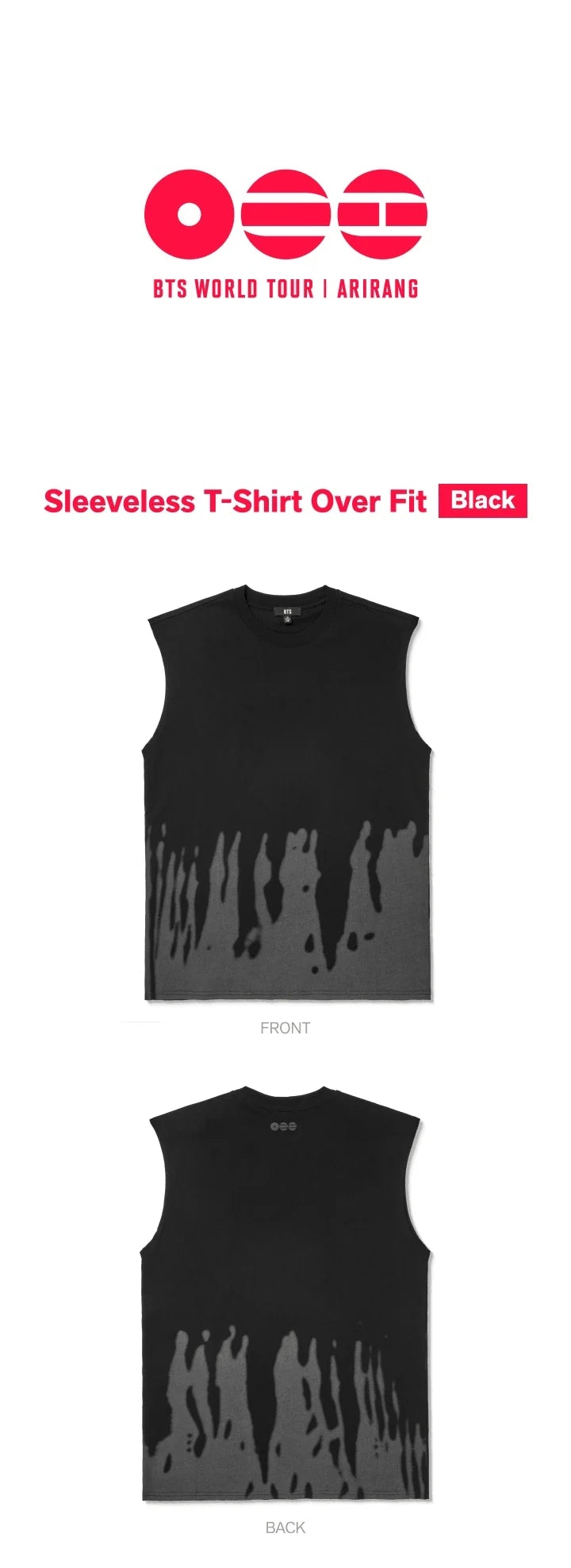 BTS - ARIRANG 2ND DROP WORLD TOUR MD SLEEVELESS T-SHIRT OVER FIT (BLACK)