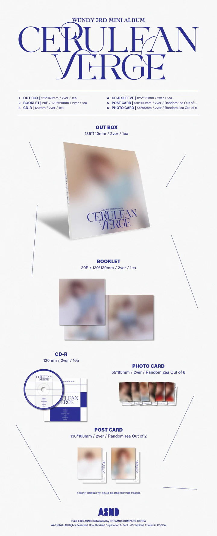 WENDY (RED VELVET) - CERULEAN VERGE 3ER MINI ÁLBUM [VERSIÓN DIGIPACK]