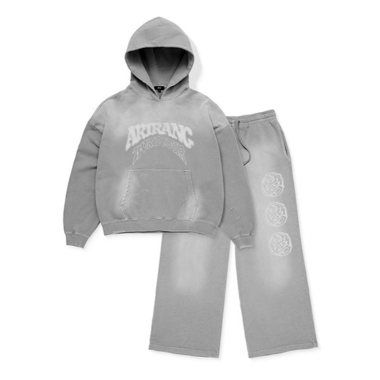 BTS - ARIRANG WORLD TOUR HOODIE FANMADE HOODIE & PANTS SET-UP (GRAY)
