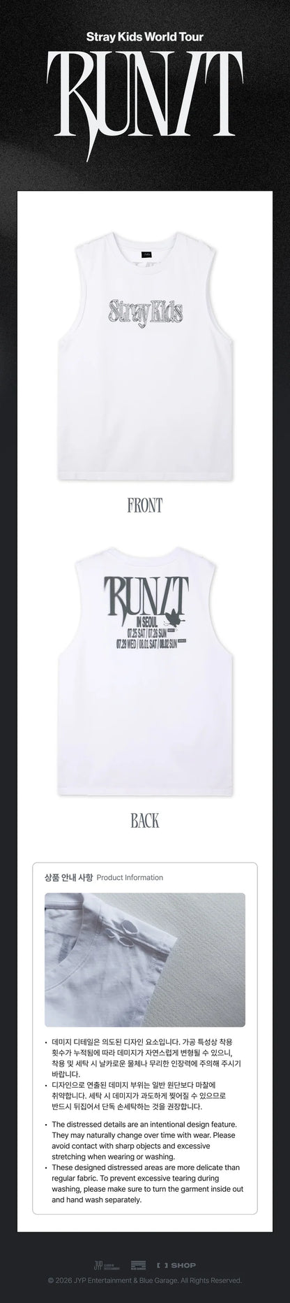 (PRE-ORDER) STRAY KIDS - 2026 RUN IT WORLD TOUR MD SLEEVELESS TOP