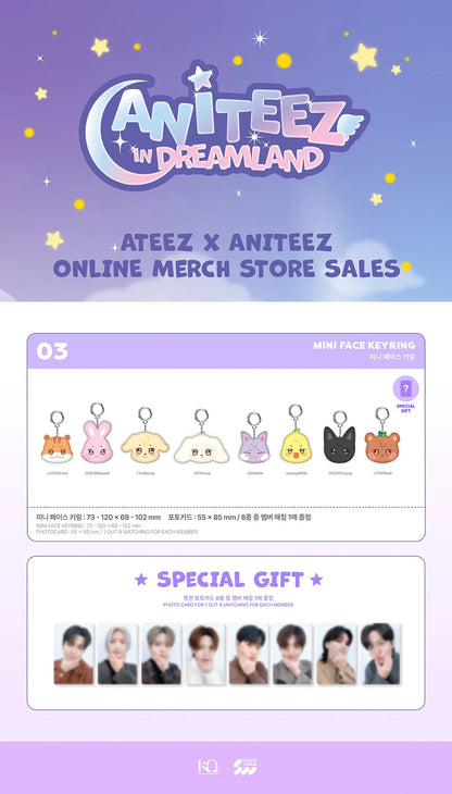 (PRE-ORDER) ATEEZ - ANITEEZ IN DREAMLAND OFFICIAL MD MINI FACE KEYRING