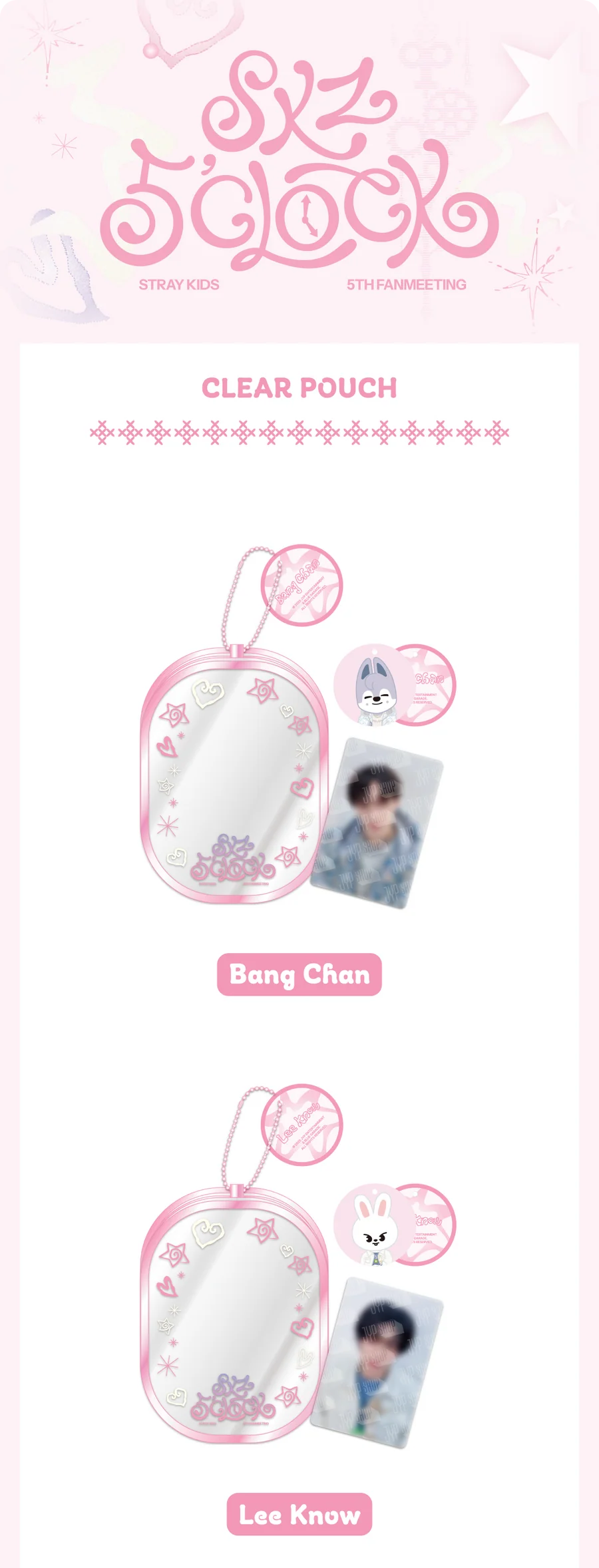 (PRE-ORDER) STRAY KIDS - SKZ 5'CLOCK OFFICIAL MD CLEAR POUCH