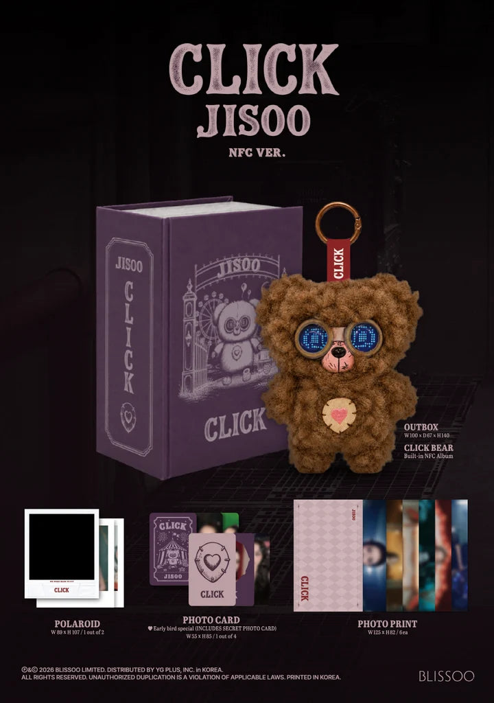 (PRE-ORDER) JISOO (BLACKPINK) - CLICK SINGLE ALBUM [BABY BEAR NFC VER.]