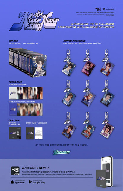 ZEROBASEONE - NEVER SAY NEVER 1ST FULL ALBUM [LENTICULAR KEYRING VER.]
